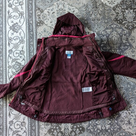 Columbia Bugaboo Interchange 3 in 1 Maroon Burgundy Women Ski Jacket XS - Picture 3 of 11